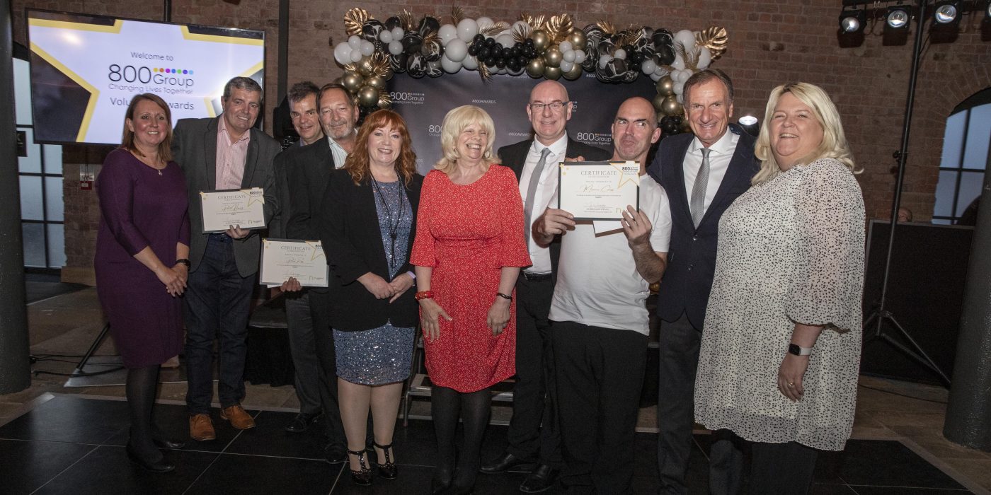 800 Group Volunteer Awards at the Titanic hotel, Liverpool. photo shows Nugent volunteers holding certificates